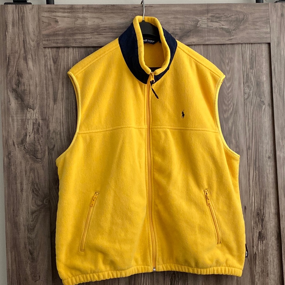 Polo Golf Ralph Lauren XL Yellow Full ZipVest With Front Zip Pockets.